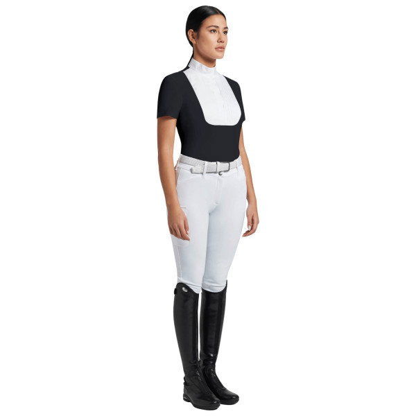 Cavalleria Toscana Turniershirt Damen Pleated Bib Jersey, kurzarm