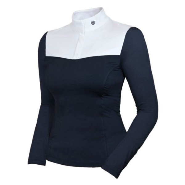 Equestrian Stockholm Women's Competition Shirt Navy White, long-sleeved
