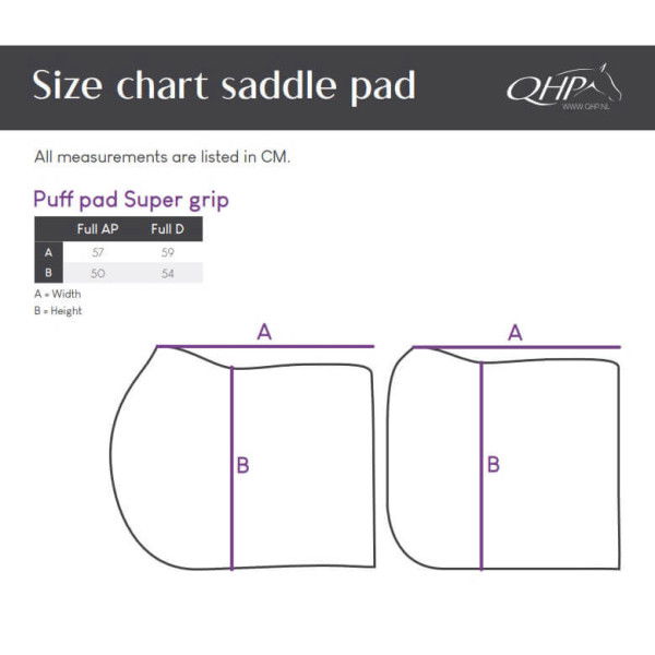 QHP Saddle Pad Puff Pad Super Grip, Dressage Pad