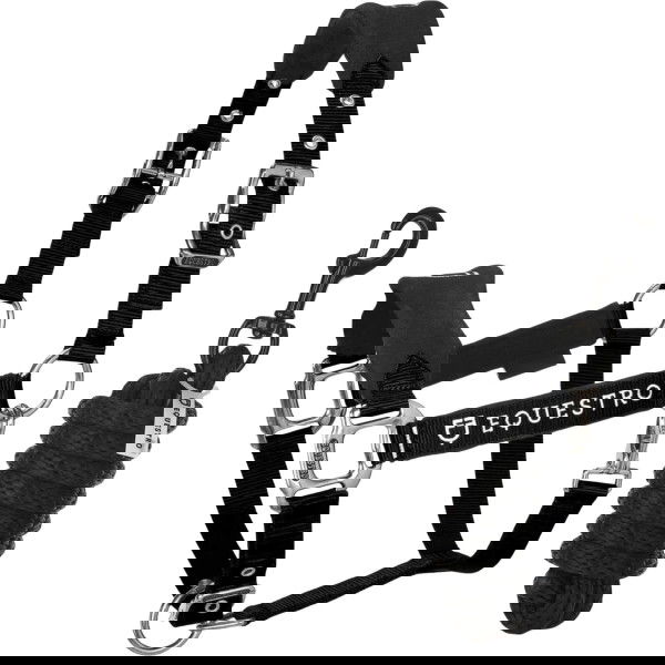 Equestro Halfter Set, Nylonhalfter mit Fleece, mit Führstrick