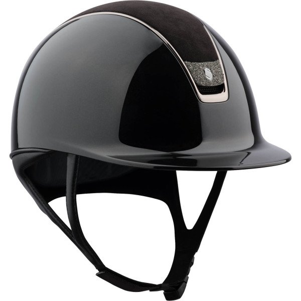 Samshield Riding Helmet Classic 2.0 SG,Top Alct Blk,Trim Blk Chrm,Blazon Crystl Fabric Metal Eclipse