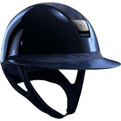Samshield Riding Helmet MS SG, Top+FB FlowerEmbroidery,Trim MattBlue,Blazon BlkChrm, 5Sw Metall Blue