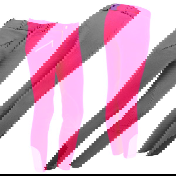 QHP Kids' Riding Breeches Junior, Knee Seat, Fabric