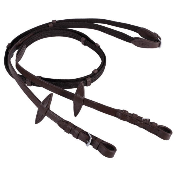 QHP Web Reins, with Leather Stoppers