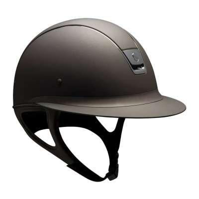 Samshield Riding Helmet Miss Shield Shadowmatt, Frontal Band Synthetic, Trim + Blazon Black Chrome