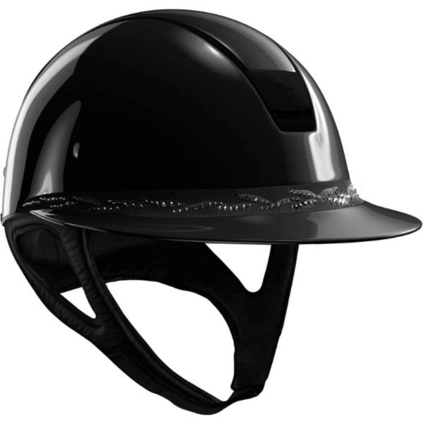 Samshield Riding Helmet Miss Shield SG,FB Flower Swarovski,Trim+Blazon Matt,with Dressage Chin Strap