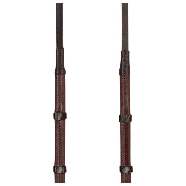 Equiline Pony Reins, Made of Rubber, with 6 Leather Stoppers