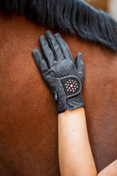 RSL Riding Gloves Ascona, with Rhinestones, Synthetic Leather