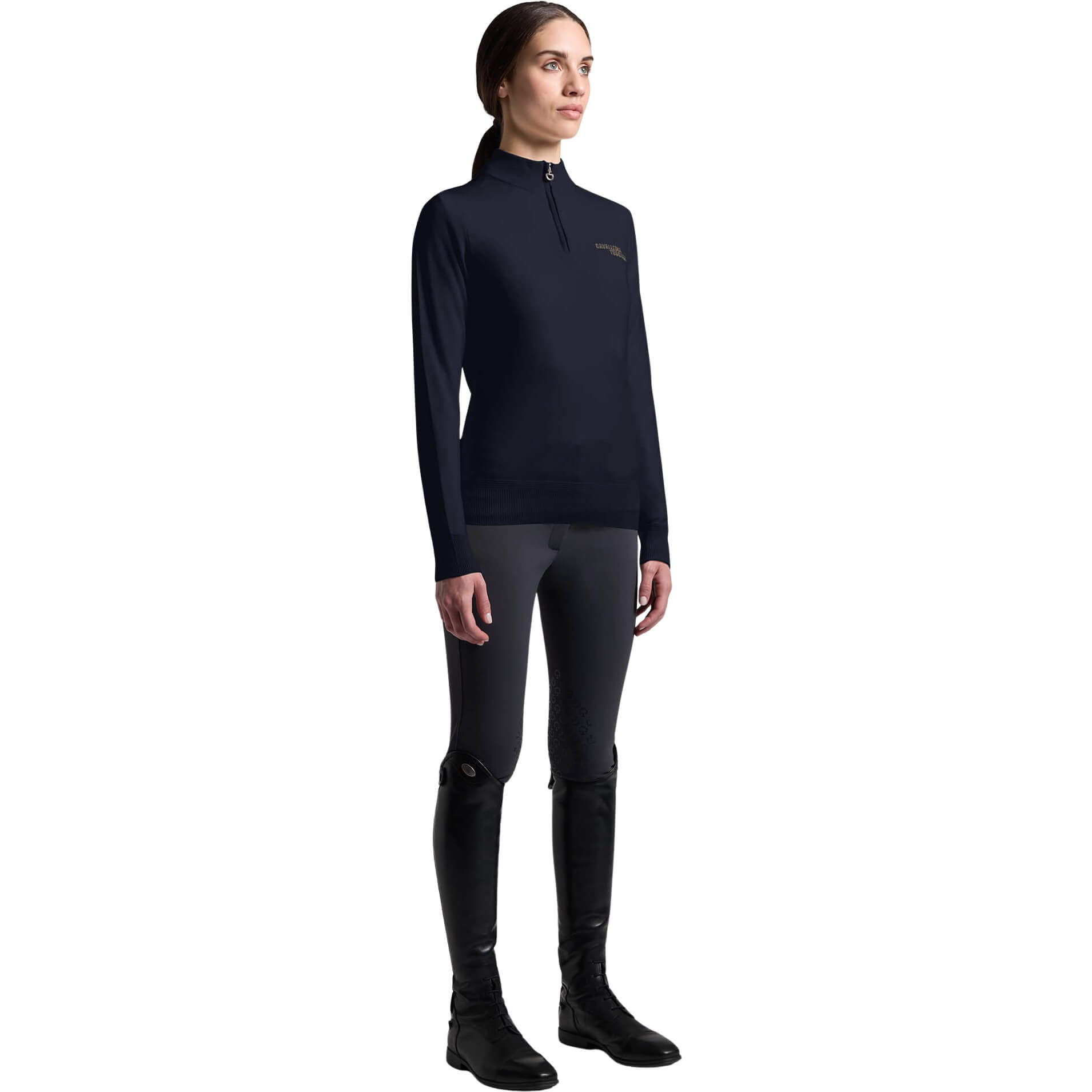 Cavalleria Toscana Pullover Damen CT Merinos Turtleneck Sweater FS26, Half Zip, Sweatshirt