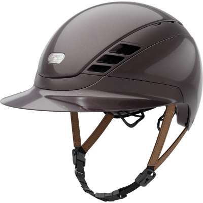 ABUS Pikeur Reithelm Signiture Airluxe Pure Long Visor mit Hellbraunen Kinnriemen