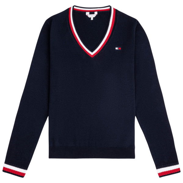 Tommy Hilfiger Equestrian Pullover Damen Indiana HW24, Strickpullover, V-Ausschnitt