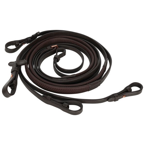 Imperial Riding Reins IRHRubber, Double Bridle Reins, Leather Reins with Rubber Grip