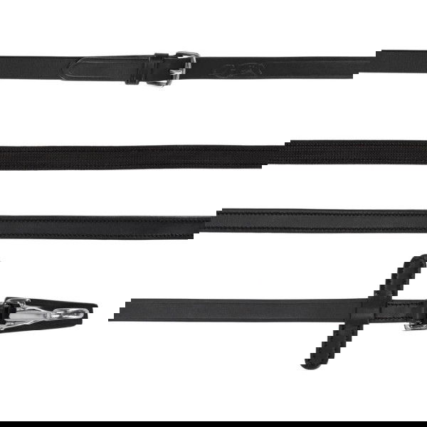 QHP Leather Reins, Rubber Inside, with Clip