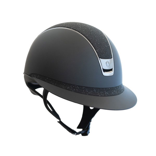 Samshield Riding Helmet Miss Shield 2.0 Shadowmatt, Top+FB Crystal Fabric,Trim + Blason Black Chrome