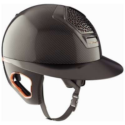 Freejump Riding Helmet Glossy Voronoï Carbon, with Temple Protection, Glossy