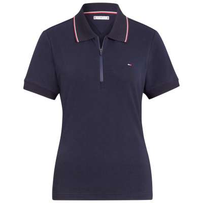Tommy Hilfiger Equestrian Shirt Damen Camden FS25, Poloshirt, kurzarm, mit Reißverschluss