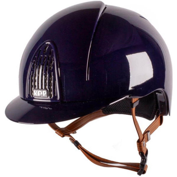 KEP Riding Helmet Cromo Smart Polish with Beige Chinstrap