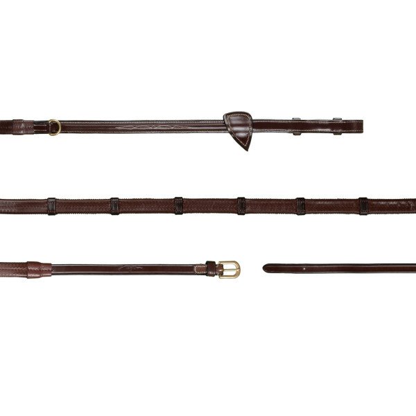 Dyon Reins Howlett Rubber Reins with 7 Leather Bars, D-Collection