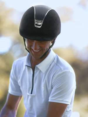 Samshield Riding Helmet Classic 2.0 Premium Alcantara Black, Top Leather, Trim + Blazon Black Chrome
