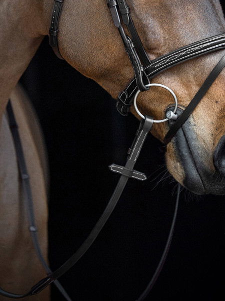 Equiline Continental Leather Reins, with 7 Leather Stoppers, with Martingale Stopper