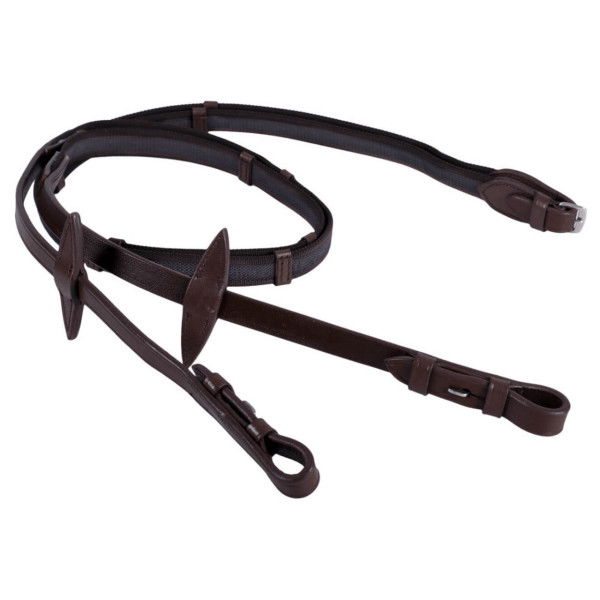 QHP Anti-Slip Reins, Rubber Reins, with Leather Stoppers