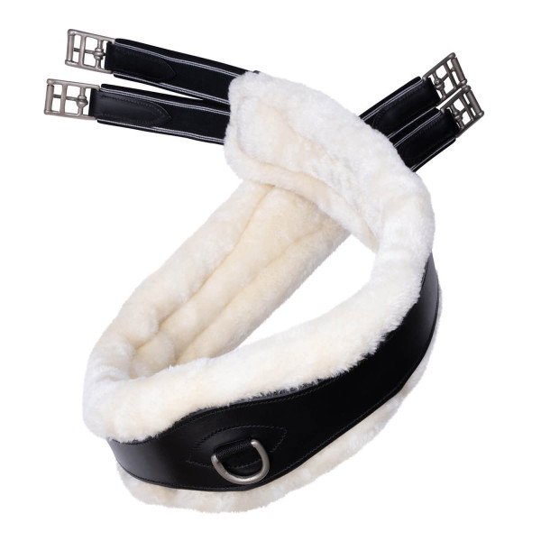 Sunride Saddle Girth 2-in-1 Sohoflex, Long Girth, Leather, with Faux Fur