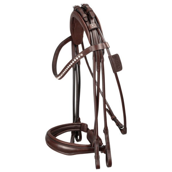 Equiline Double Bridle, Weymouth Bridle, Swedish, Round Stitched