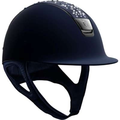 Samshield Riding Helmet Classic SM,Top Pearl Drops,Trim+Blazon Black Chrome,with Dressage Chin Strap