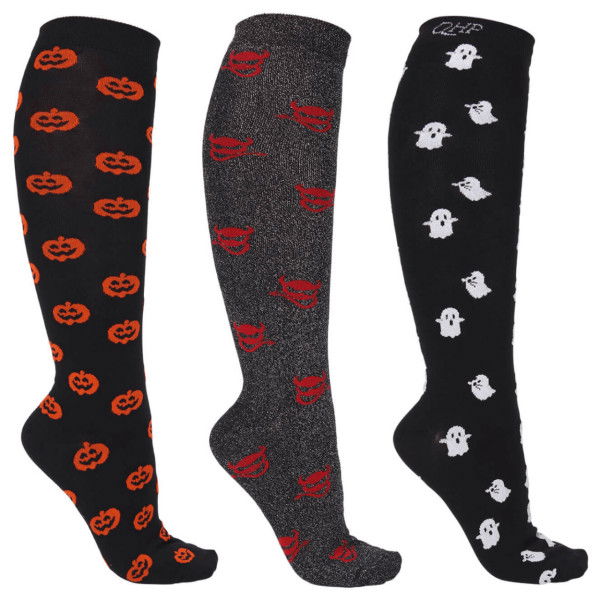 QHP Riding Socks Halloween, Knee Socks, Set of 3