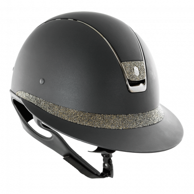 Samshield Riding Helmet Miss Shield SM, FB + Blazon Crystal Fabric Metal Eclipse, Trim black chrome