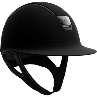 Samshield Riding Helmet Miss Shield SM, FB Synthetic,Trim+Blazon Black Chrm, with Dressage Chin Strap