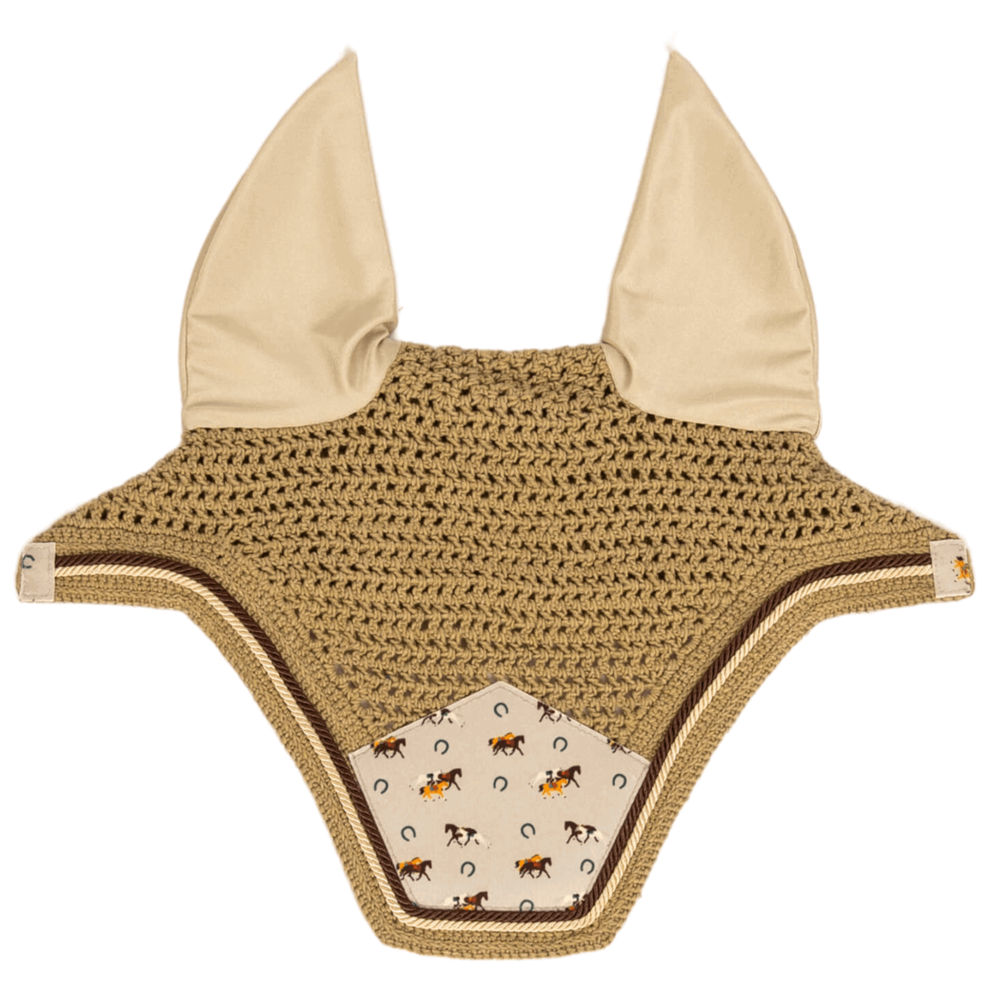 Kentucky Horsewear Fliegenhaube Wellington Velvet Horse Print, Fliegenmütze, Fliegenohren
