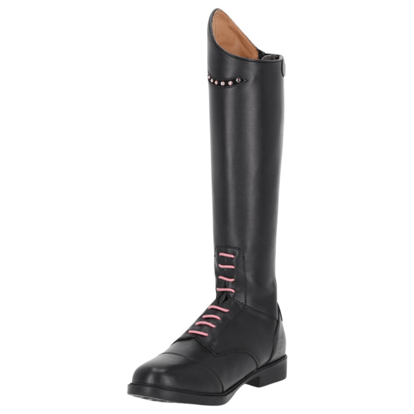 QHP Kids' Riding Boots Lucky Start Junior, Leather Riding Boots, Black