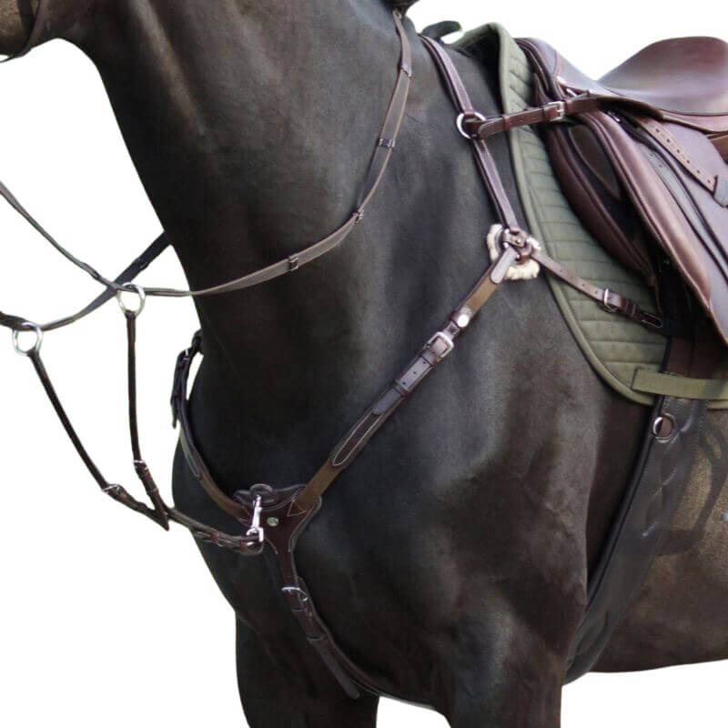 Kavalkade Vorderzeug Bianca, 5-Punkt, mit Elast, Kunstfell, mit abnehmbarer Martingalgabel