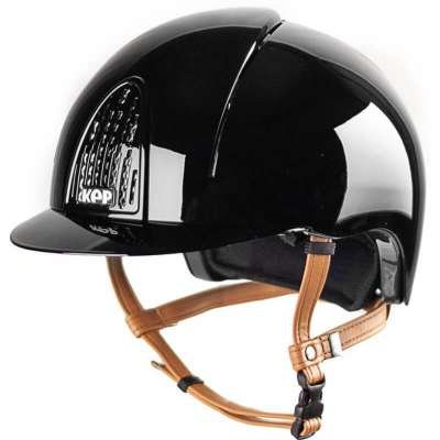 KEP Riding Helmet Cromo Smart Polish with Beige Chinstrap