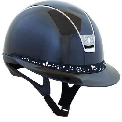 Samshield Riding Helmet MS 2.0 SG,FB Flwr Sw Jelry Majestic Blu,Trim Chrme Slvr,Blason Crys Fab Slvr