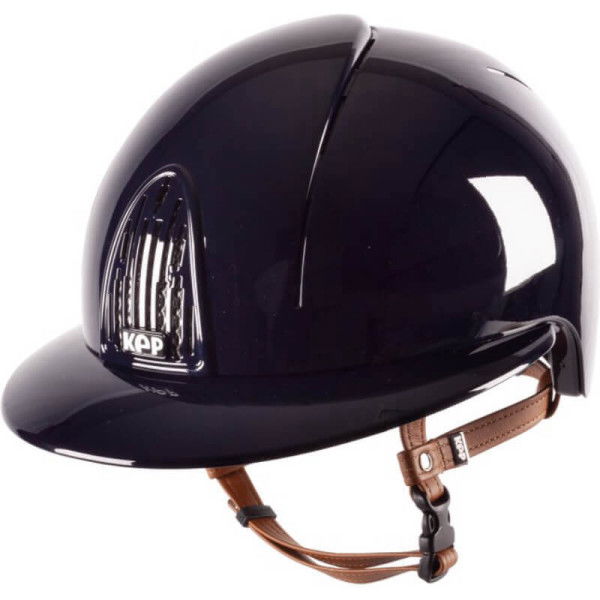 KEP Riding Helmet Cromo Smart Polish with Polo Visor with Beige Chinstrap