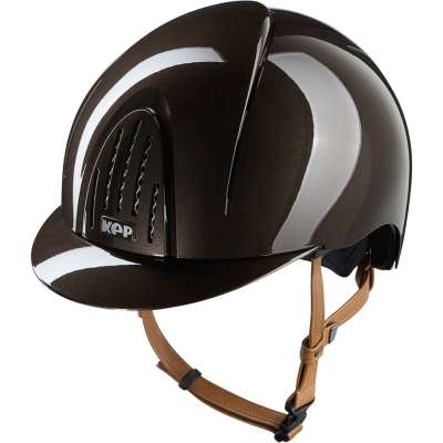 KEP Riding Helmet Smart NOVA Metal Polish with Beige Chinstrap