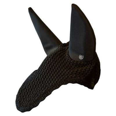 Equestrian Stockholm Fly Bonnet Padded Clean Black, Ear Net, Fly Cap
