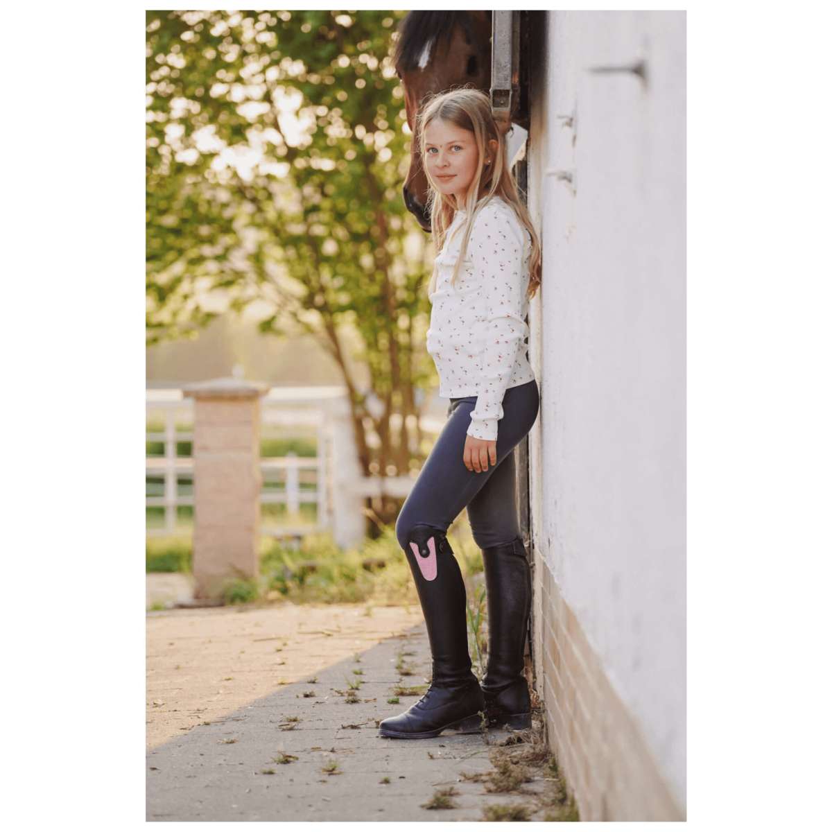 Reitstiefel Kinder Nova Kids Fun Leather, auswechselbare Design-Patches,  Schwarz