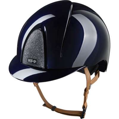 KEP Riding Helmet Smart NOVA Metal Polish Silver Star with Beige Chinstrap