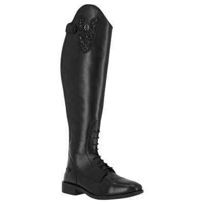 QHP Reitstiefel Damen Sasha Adult, Lederreitstiefel, Schwarz