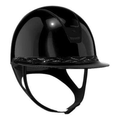 Samshield Riding Helmet Miss Shield 2.0 Shadowglossy, Frontal Band Flower Swarovski, Trim + Blazon Matt