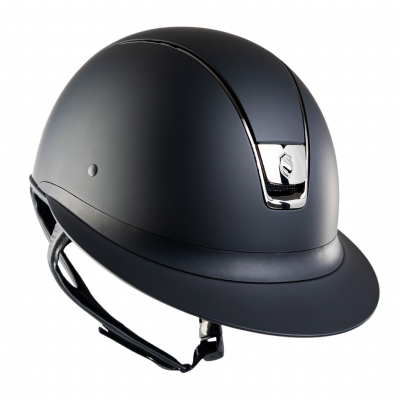 Samshield Riding Helmet Miss Shield Shadowmatt, Frontal Band Synthetic, Trim + Blazon Black Chrome