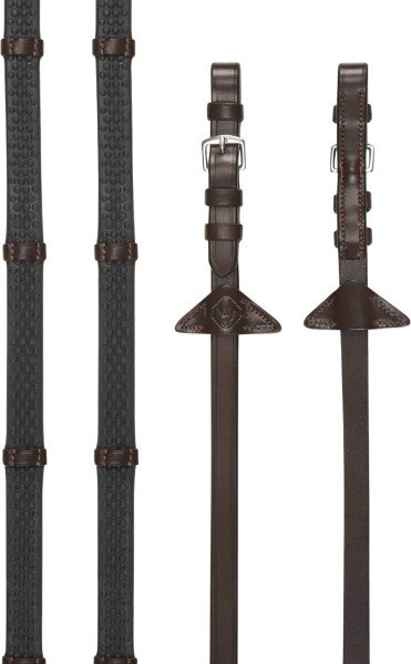 LeMieux Reins Soft Rubber, Rubber Reins, with Leather Hand Grips