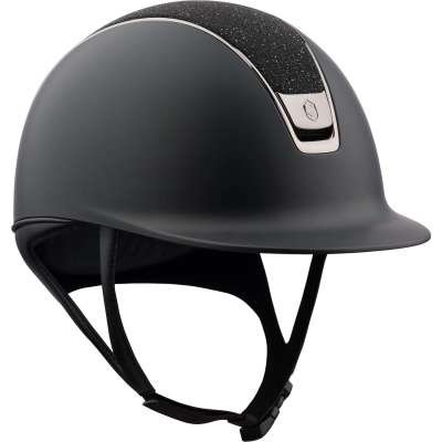 Samshield Riding Helmet Classic 2.0 Shadowmatt, Top Crystal Fabric Black, Trim + Blazon Black Chrome