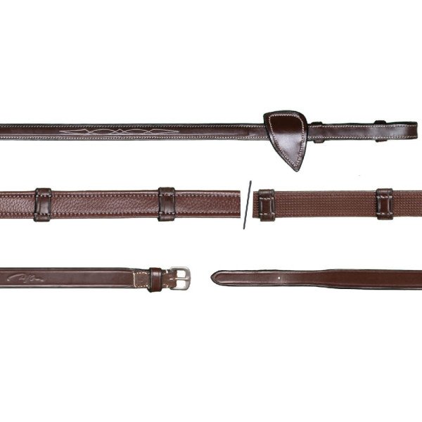 Dyon Hunting Reins with 7 Leather Bars, 13 mm, US-Collection