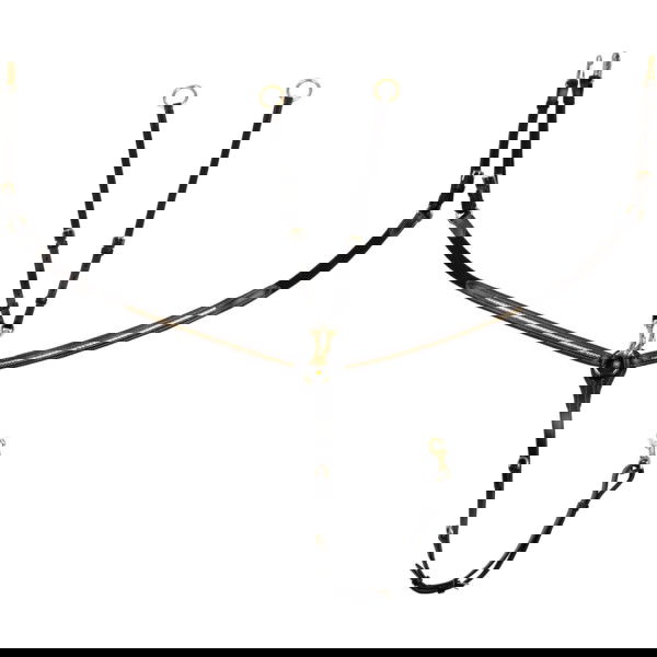 Equestro Vorderzeug Brass Clincher, 3-Punkt, mit abnehmbarer Martingalgabel