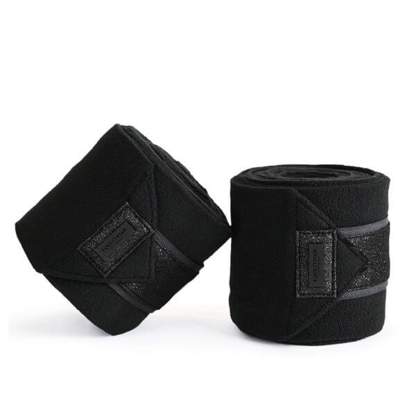 Equestrian Stockholm Bandages All Black Glimmer, Fleece Bandages, Set of 4