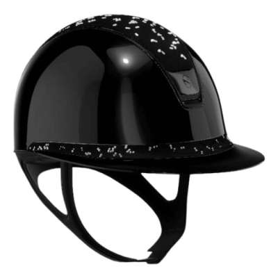 Samshield Riding Helmet Miss Shield 2.0 Shadow Glossy, Top+FB Crystal Leaf, Trim+Blazon Black Chrome